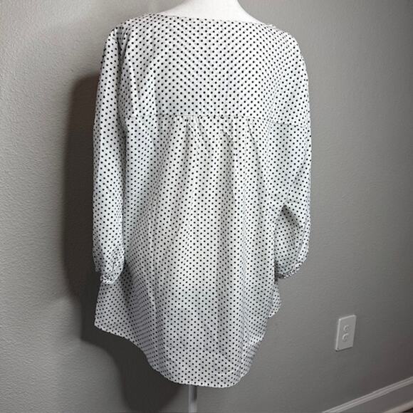 Savannah Jane Babydoll Floral Embroidered Dot Blouse Sz 1X - Picture 4 of 14